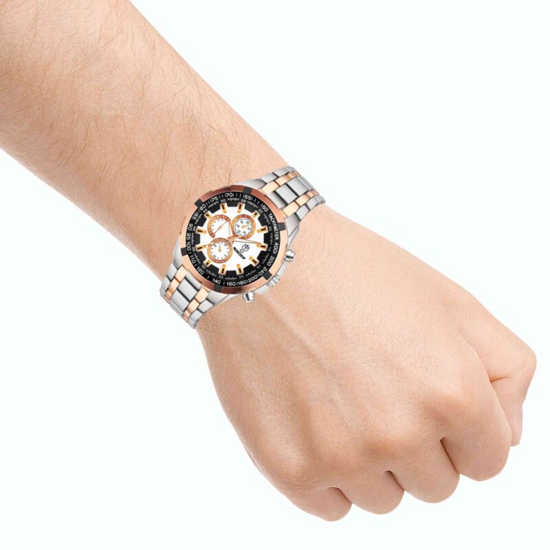 Wild world Lifestyle Black Chronograph Multi dial Analog Quartz Casual Stainless Steel Wrist Watch-Amber Pallets - Image 5