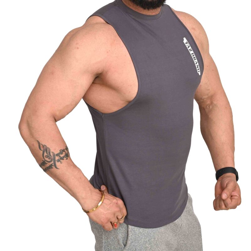 TB Men’s Dry-Fit Muted Charcoal Sleeveless T-Shirt - Image 5