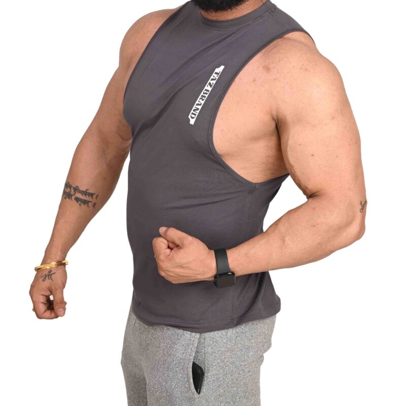 TB Men’s Dry-Fit Muted Charcoal Sleeveless T-Shirt - Image 4