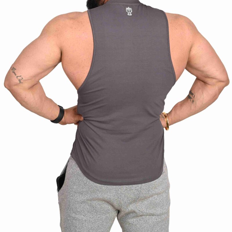 TB Men’s Dry-Fit Muted Charcoal Sleeveless T-Shirt - Image 3